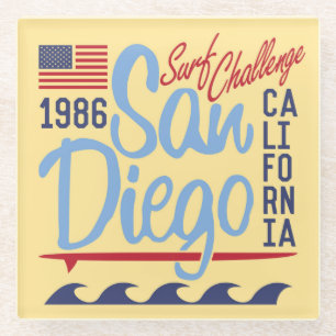 Dessous-de-verre En Verre Défi 1986 de surf de San Diego