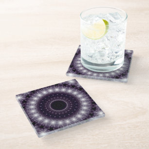 Dessous-de-verre En Verre Dentelle ronde noire et blanche fantaisie