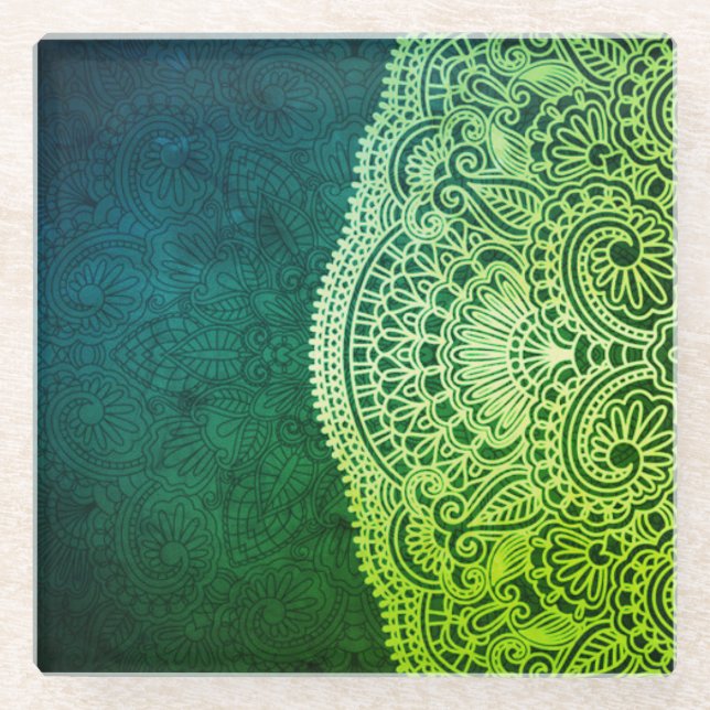 Dessous-de-verre En Verre Dentelle verte Emerald (Devant)