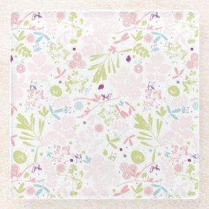 Dessous-de-verre En Verre déploiement de motif floral