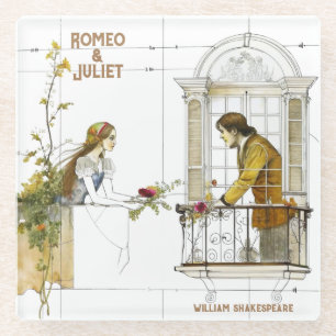 Dessous-de-verre En Verre Design d'aquarelles Romeo et Juliet