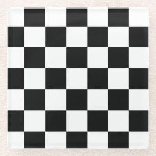 Dessous-de-verre En Verre Design de sport Checker Flag