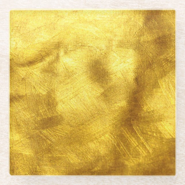 Dessous-de-verre En Verre Design de Texture Dorée Luxueux (Devant)