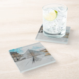 Dessous-de-verre En Verre Dessin aquarelle du Louvre Paris, France