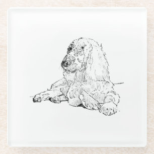 Dessous-de-verre En Verre Dessin au trait de Cocker Spaniel Art Chien 