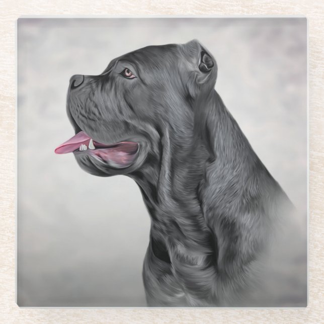 Dessous-de-verre En Verre Dessin Cane Corso - Mastiff italien 12 (Devant)