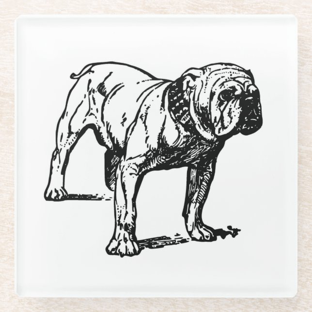 Dessous-de-verre En Verre dessin de bulldog (Devant)