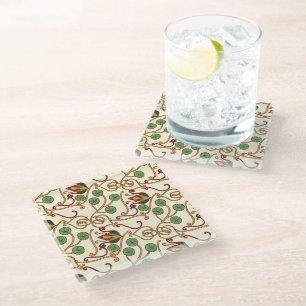 Dessous-de-verre En Verre dessin floral inspiré de l'Art nouveau