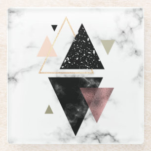 Dessous-de-verre En Verre Dessin géométrique de marbre en métal