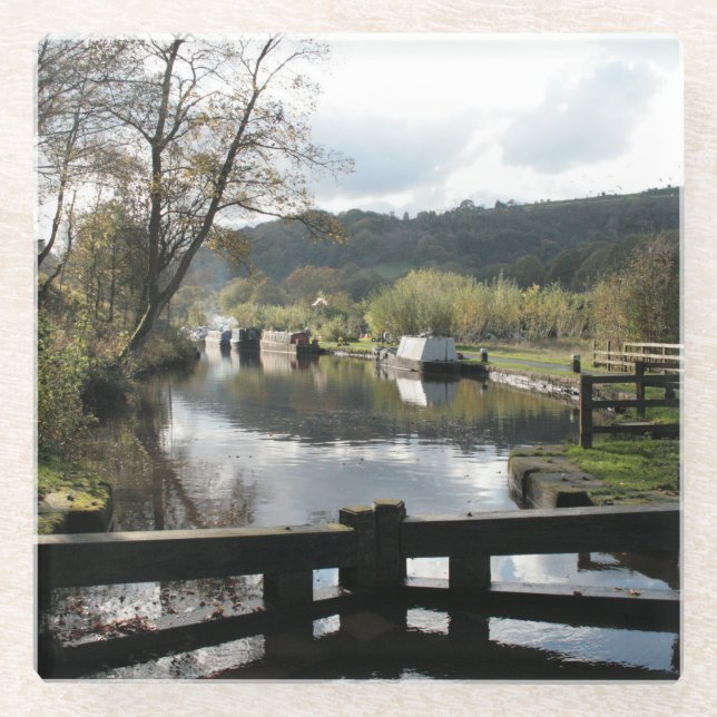 Dessous-de-verre En Verre dessous de verre à thème canal (Devant)