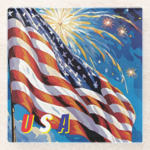 Dessous-de-verre En Verre DESSOUS DE VERRE américain de verre Drapeau