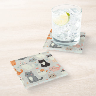 Dessous-de-verre En Verre Dessous de verre Amoureux des chats - Décor de tab