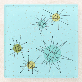 Dessous-de-verre En Verre Dessous de verre atomiques bleus en verre de