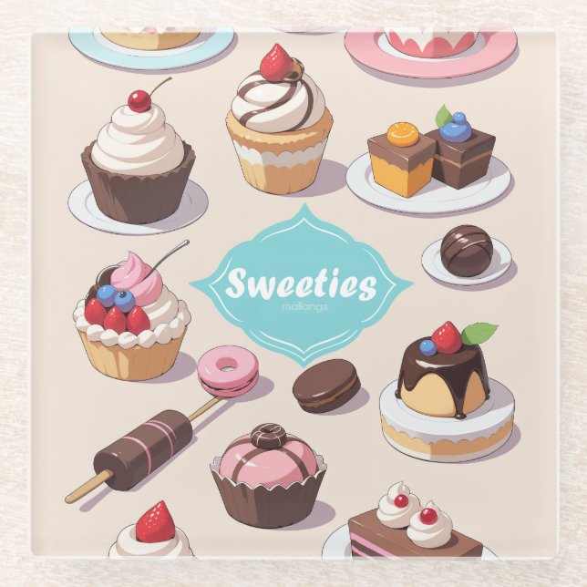 Dessous-de-verre En Verre Dessous de verre carré de bonbons (Devant)