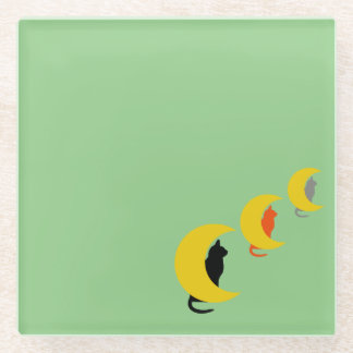 Dessous-de-verre En Verre Dessous de verre de chats Green Moon
