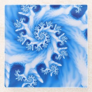 Dessous-de-verre En Verre Dessous de verre de corail bleus de boisson de