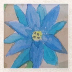 Dessous-de-verre En Verre Dessous de verre de Cornflower bleu