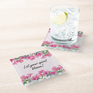 Dessous-de-verre En Verre Dessous de verre de l'esprit de fleurs roses