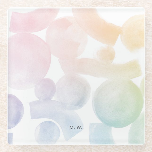 Dessous-de-verre En Verre Dessous de verre de Motif aquarelle jouable avec i (Devant)