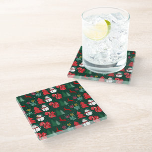 Dessous-de-verre En Verre Dessous de verre de Noël animé et gai
