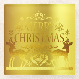 Dessous-de-verre En Verre Dessous de verre de Noël élégant en faux or