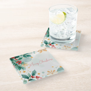 Dessous-de-verre En Verre Dessous de verre de Noël en aquarelle – Élégant