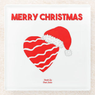 Dessous-de-verre En Verre Dessous de verre de Noël Père Noël Heart Glass