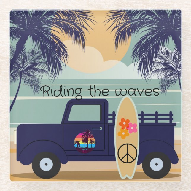 Dessous-de-verre En Verre Dessous de verre de surf (Devant)