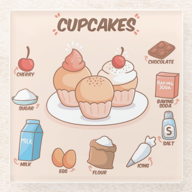 Dessous-de-verre En Verre Dessous de verre de verre de recette de gâteau (Devant)