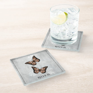 Dessous-de-verre En Verre Dessous de verre de verre personnalisé à papillon 
