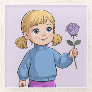 Dessous-de-verre En Verre Dessous de verre de verre Rose pour fille de bande