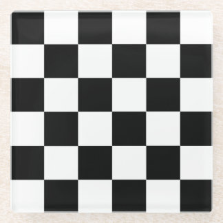 Dessous-de-verre En Verre Dessous de verre drapeau de course À damiers noir 