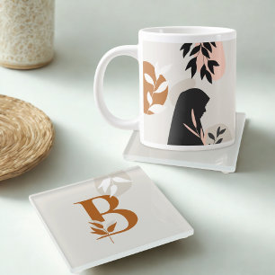 Dessous-de-verre En Verre Dessous de verre en verre à monogramme de femme mu