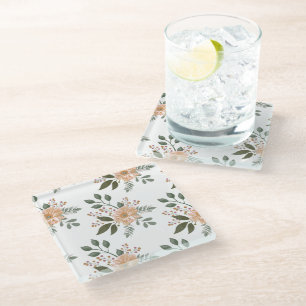 Dessous-de-verre En Verre Dessous de verre en verre à motif floral