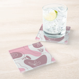 Dessous-de-verre En Verre Dessous de verre en verre à motif minimaliste