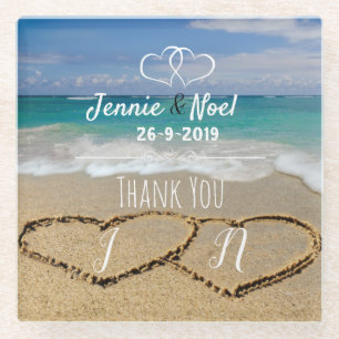 Dessous-de-verre En Verre Dessous de verre en verre à thème de plage perso