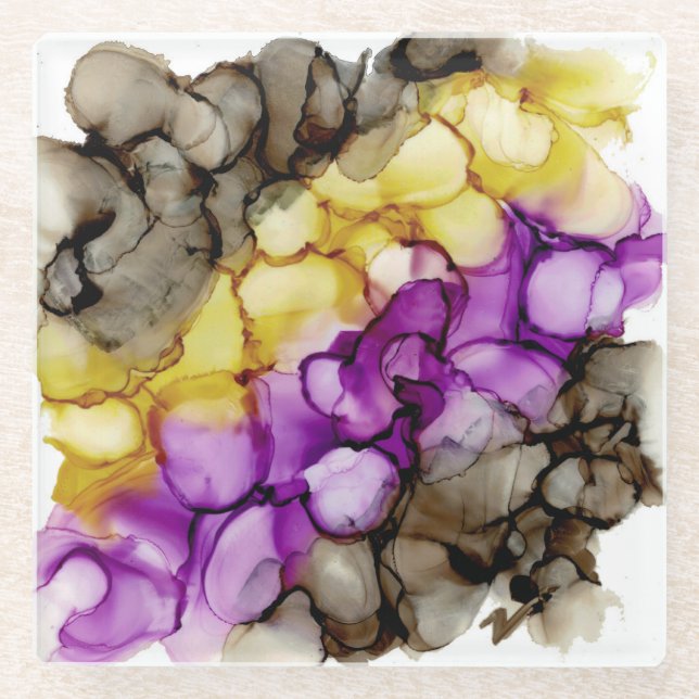 Dessous-de-verre En Verre Dessous de verre en verre Abstrait violet (Devant)