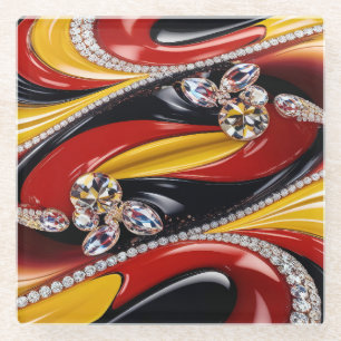 Dessous-de-verre En Verre Dessous de verre en verre aux couleurs belges