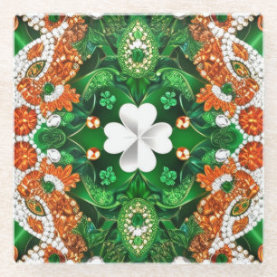 Dessous-de-verre En Verre Dessous de verre en verre aux couleurs irlandaises