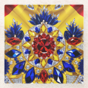 Dessous-de-verre En Verre Dessous de verre en verre aux couleurs roumaines