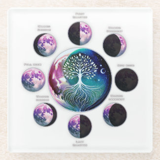 Dessous-de-verre En Verre Dessous de verre en verre avec carte de phase luna