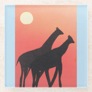 Dessous-de-verre En Verre Dessous de verre en verre avec design Giraffe