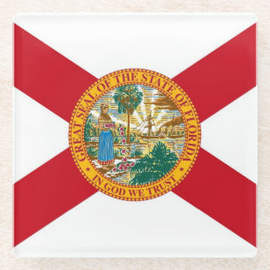 Dessous-de-verre En Verre Dessous de verre en verre avec drapeau de Floride,