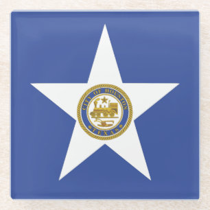 Dessous-de-verre En Verre Dessous de verre en verre avec drapeau de Houston,
