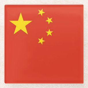 Dessous-de-verre En Verre Dessous de verre en verre avec drapeau de la Chine