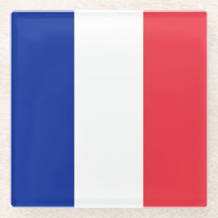 Dessous-de-verre En Verre Dessous de verre en verre avec drapeau de la Franc