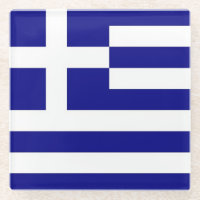 Dessous de verre en verre avec drapeau de la Grèce
