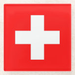 Dessous-de-verre En Verre Dessous de verre en verre avec drapeau de la Suiss<br><div class="desc">Dessous de verre en verre patriotique et élégant avec drapeau de la Suisse. Ce produit est personnalisable.</div>