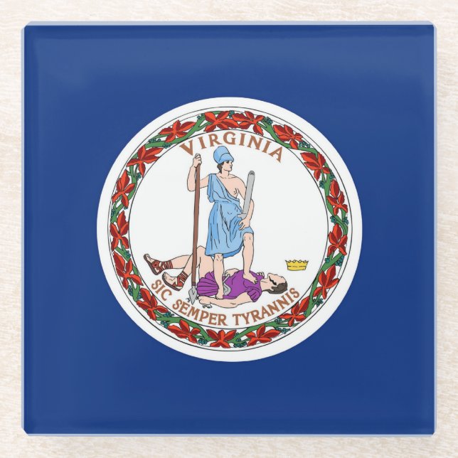 Dessous-de-verre En Verre Dessous de verre en verre avec drapeau de Virginia (Devant)