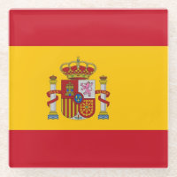 Dessous de verre en verre avec drapeau d'Espagne